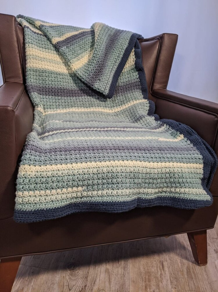 A very thick afghan blanket